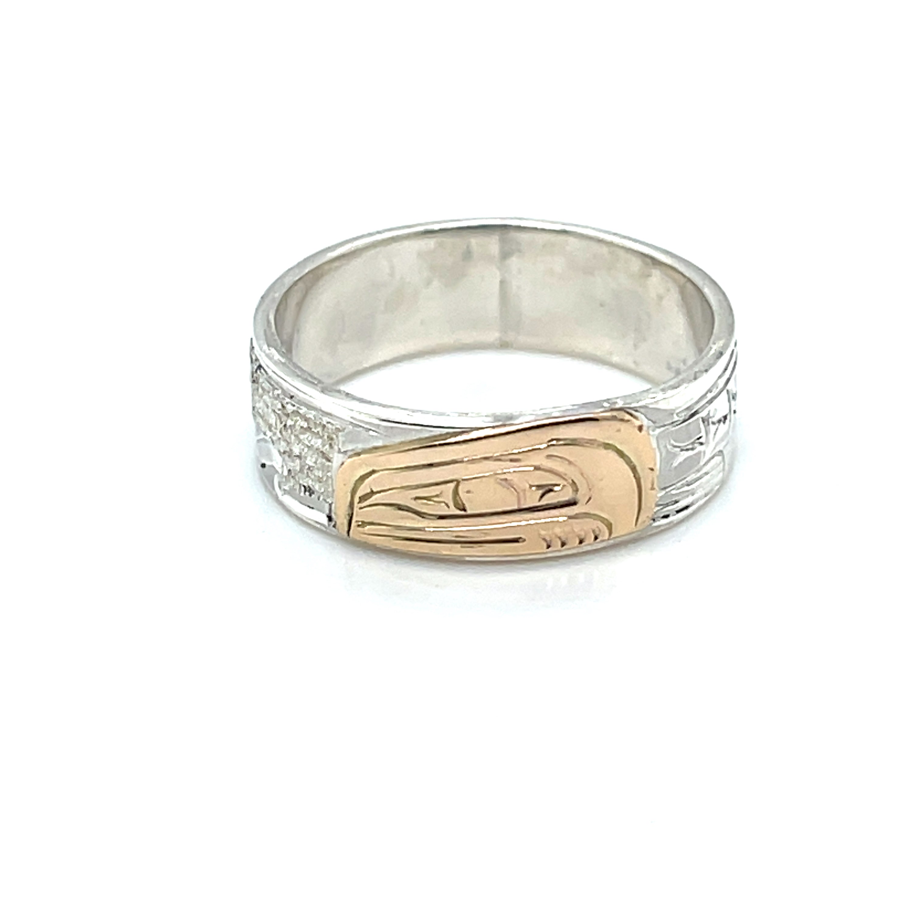 Ring - Gold and Silver - 1/4&quot; - Salmon - Size 7