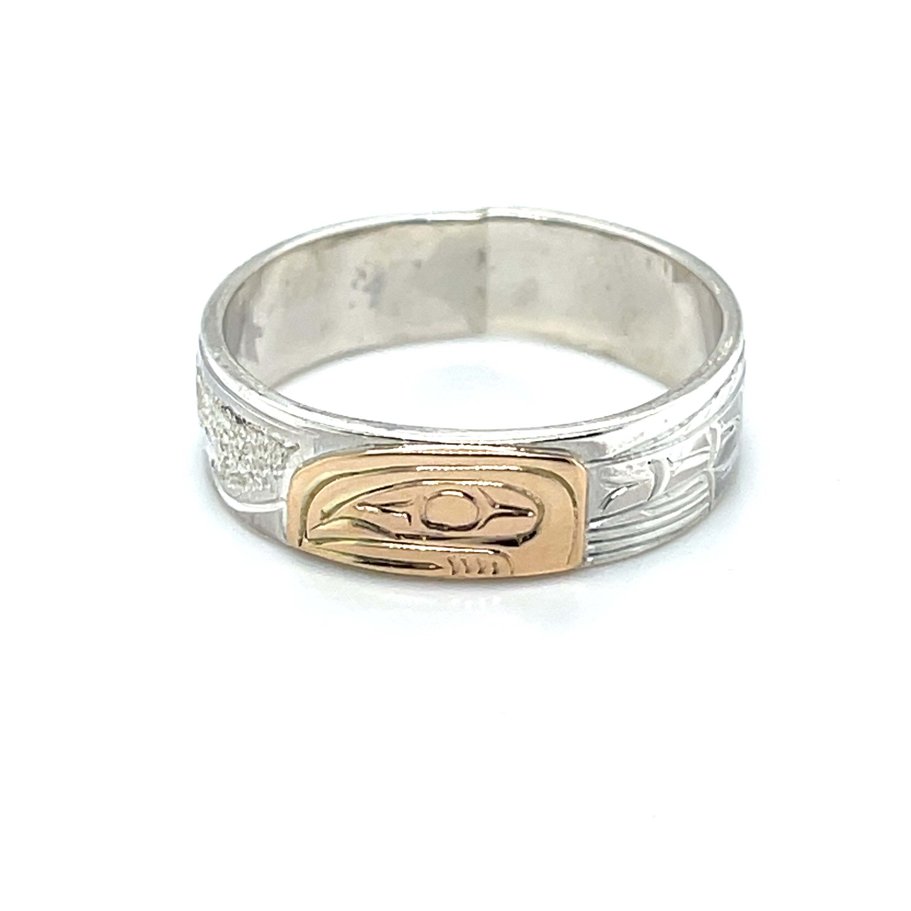 Ring - Gold and Silver - 1/4&quot; - Salmon - Size 10