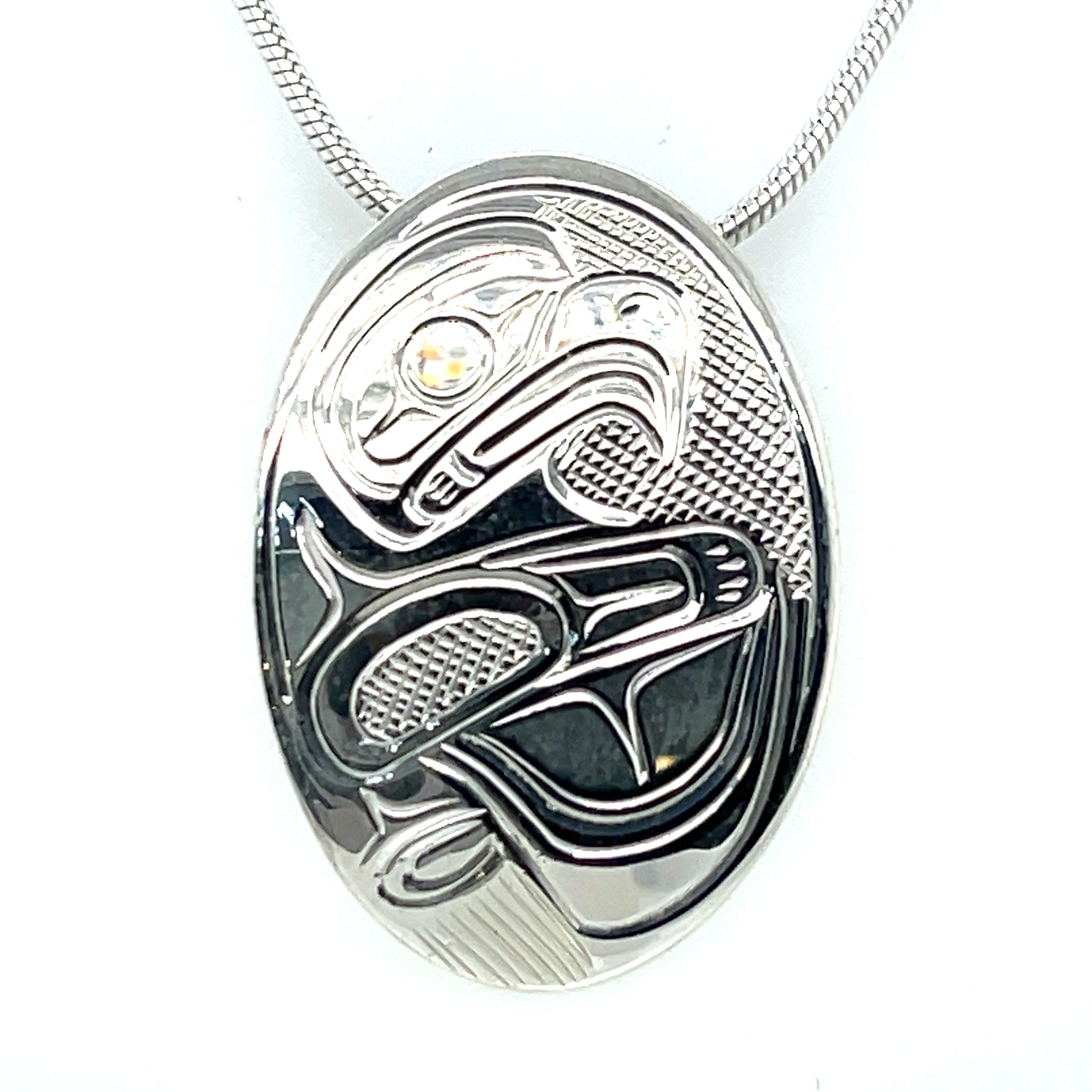 Pendant - Sterling Silver - Oval - Eagle