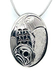 Pendant - Sterling Silver - Oval - Salmon