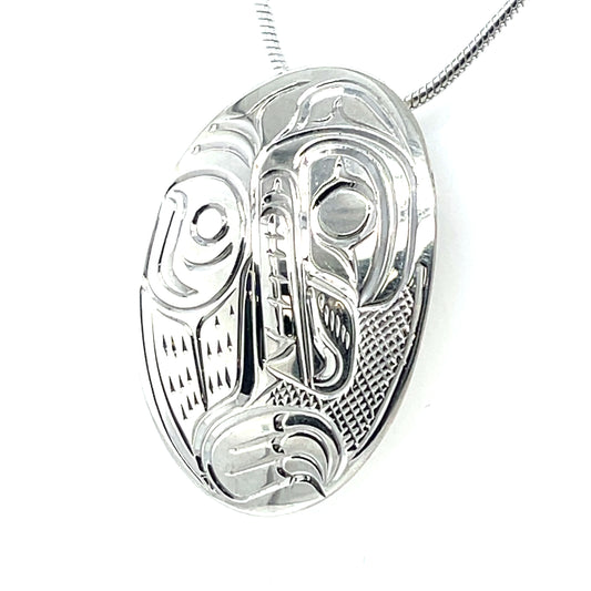 Pendant - Sterling Silver - Oval - Bear