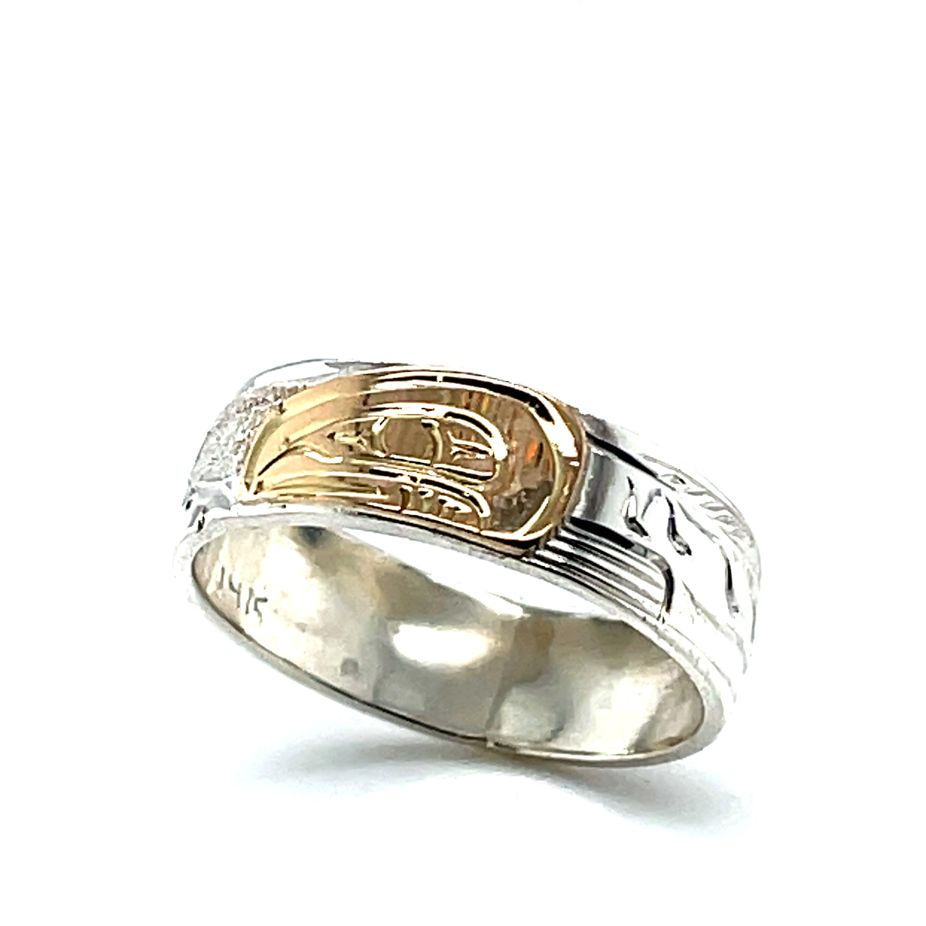 Ring - Gold and Silver - 1/4&quot; - Salmon - Size 9