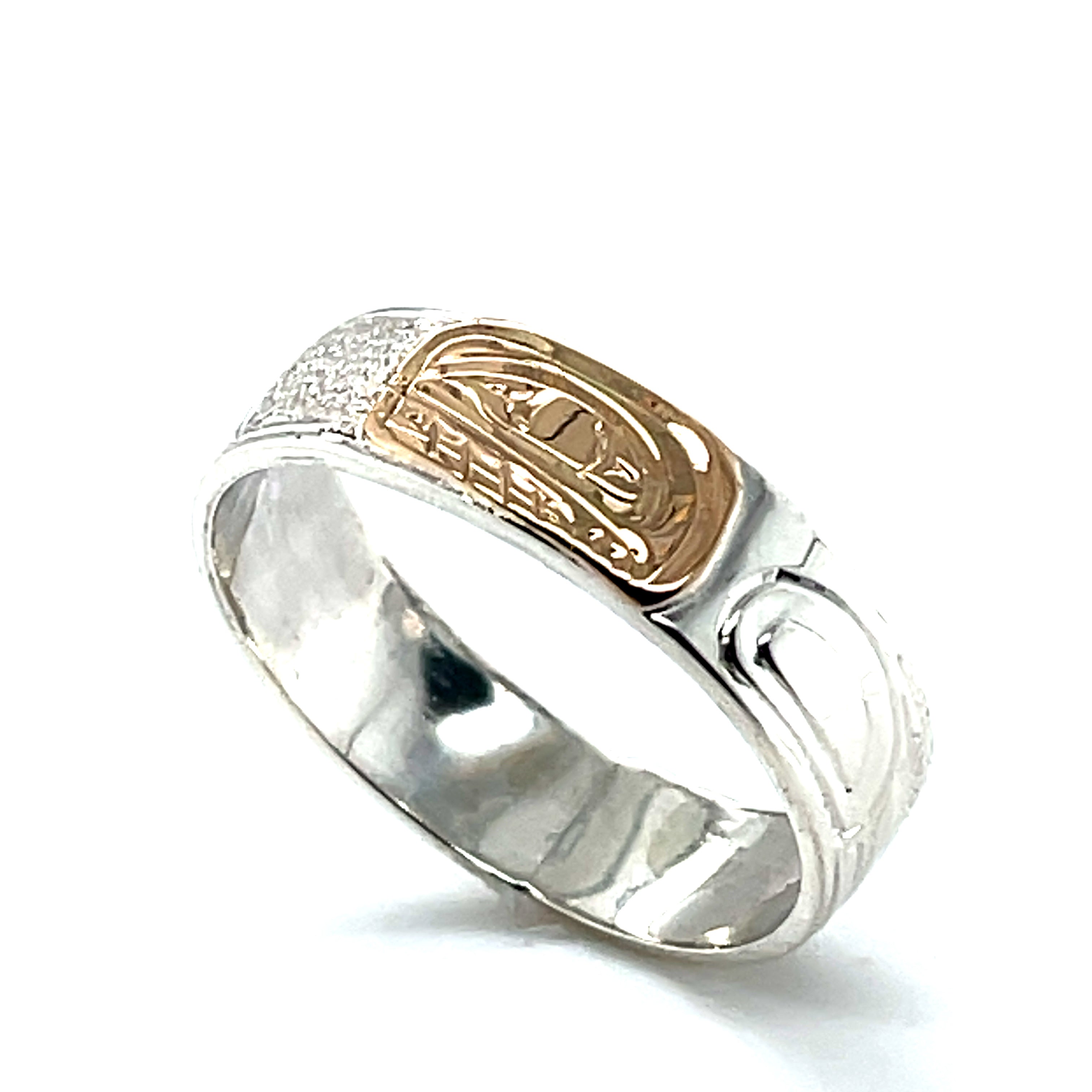Ring - Gold and Silver - 1/4&quot; - Orca - Size 12