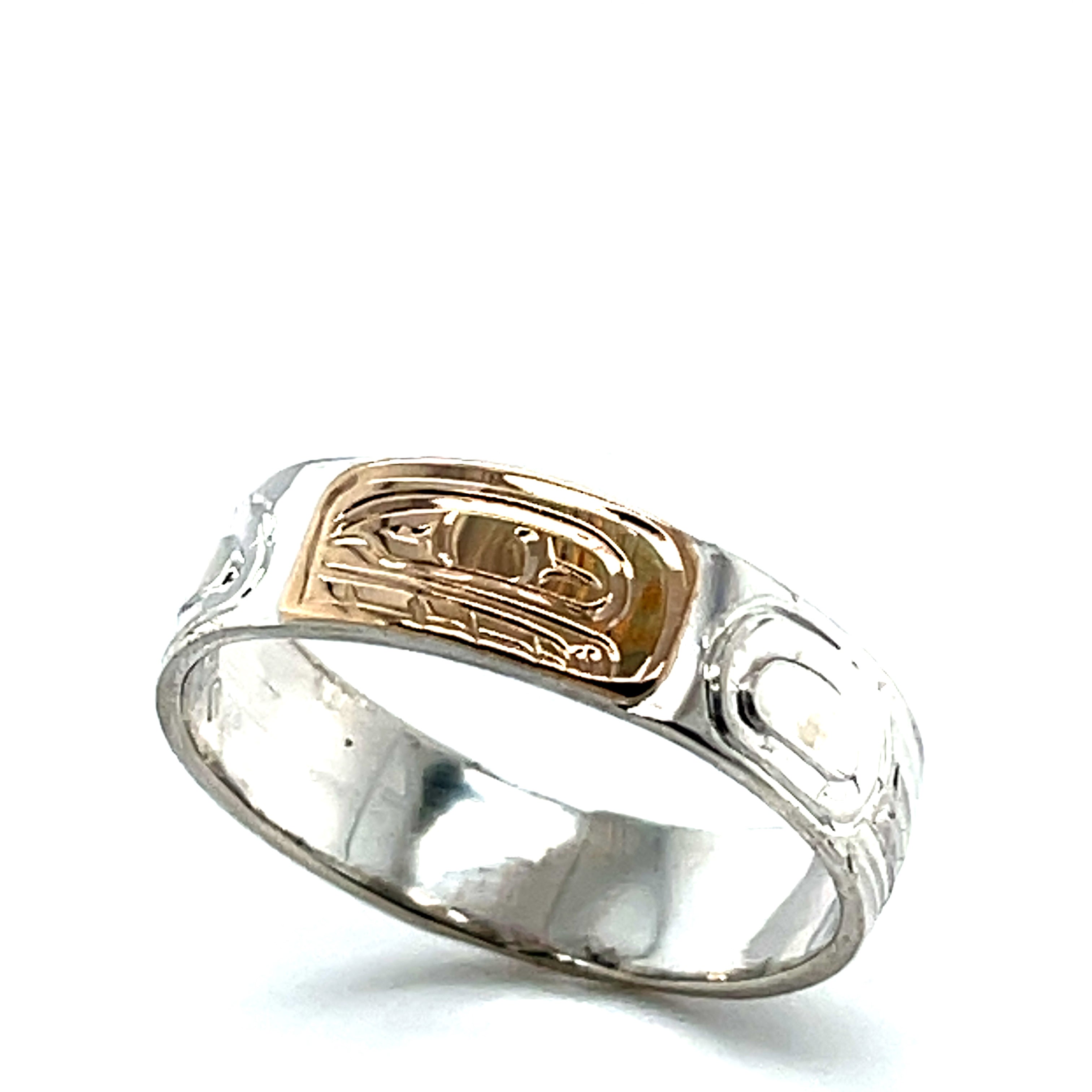 Ring - Gold and Silver - 1/4&quot; - Orca - Size 11.5