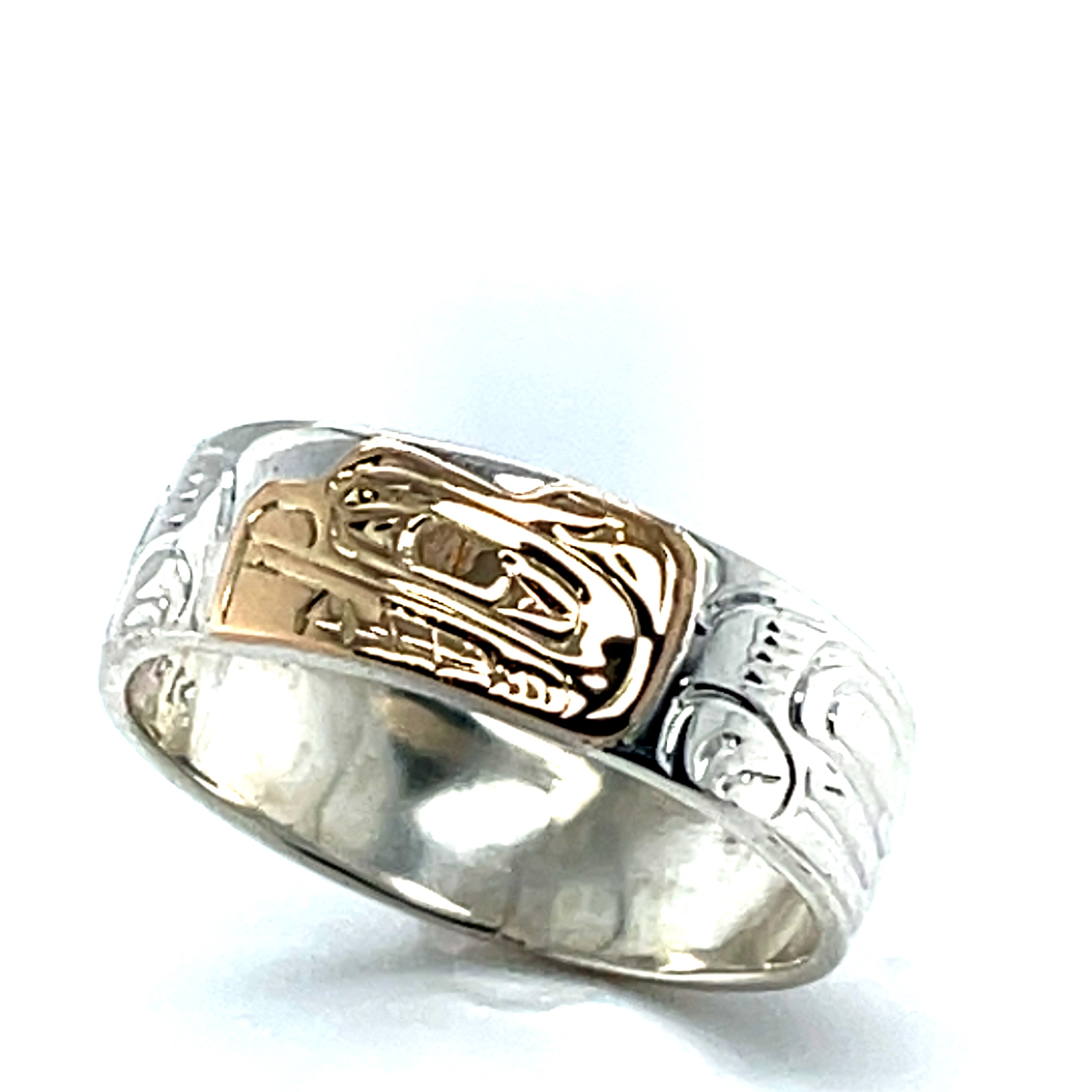 Ring - Gold and Silver - 1/4&quot; - Beaver - Size 8.25