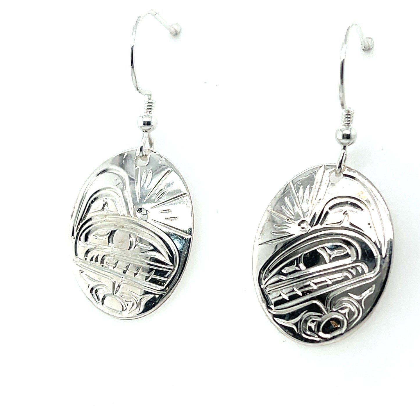Earrings - Sterling Silver - Oval - Orca
