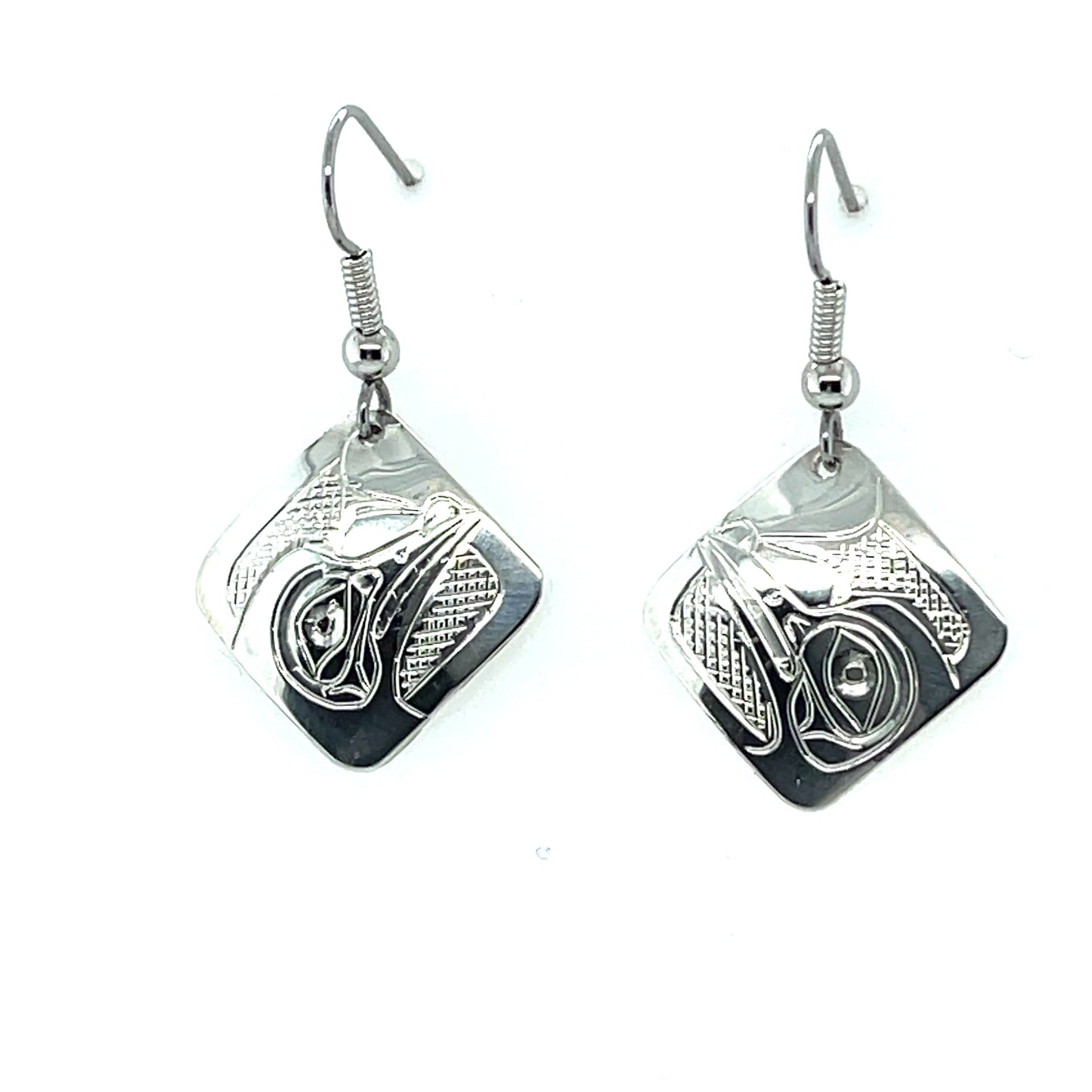 Earrings - Sterling Silver - Diamond - Hummingbird