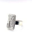 Ring - Sterling Silver - Cast - Rectangle - Wolf - Size 9.25