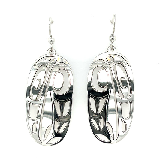 Earrings - Sterling Silver - Drop - Oval - Raven - XLarge - 44mm