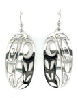 Earrings - Sterling Silver - Drop - Oval - Raven - XLarge - 44mm