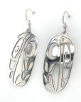 Earrings - Sterling Silver - Drop - Oval - Raven - XLarge - 44mm