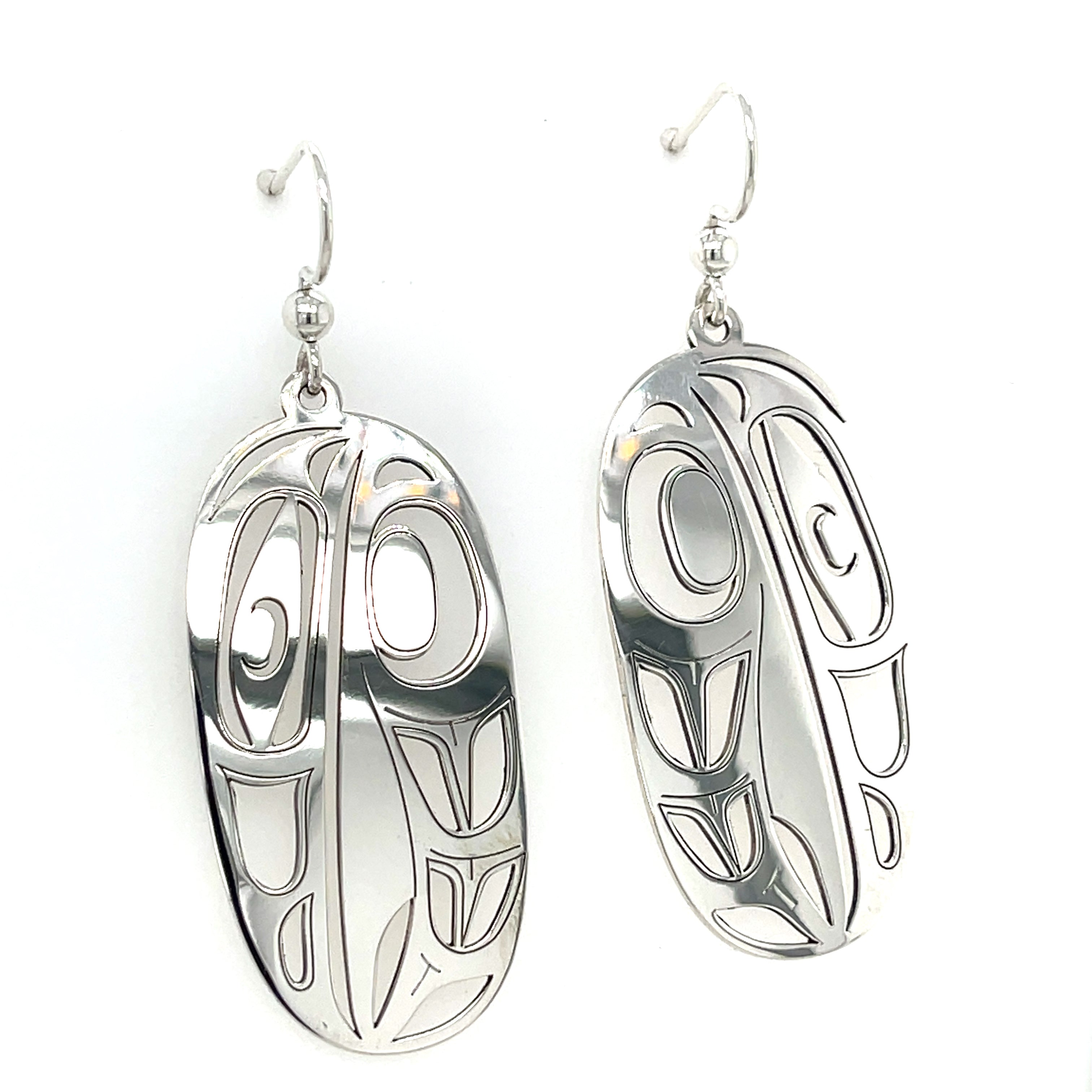 Earrings - Sterling Silver - Drop - Oval - Raven - XLarge - 44mm