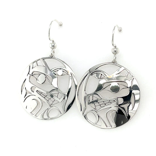 Earrings - Sterling Silver - Round - Wolf Moon