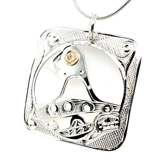 Pendant - Gold & Silver - Square - Orca