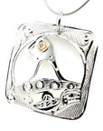 Pendant - Gold & Silver - Square - Orca