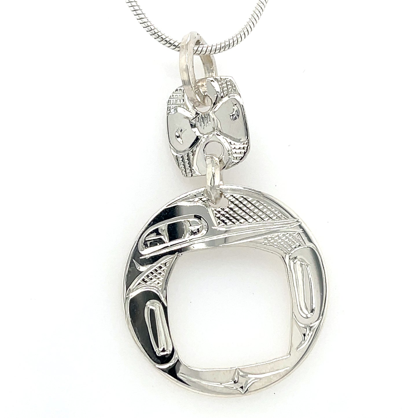 Pendant - Sterling Silver - Round - Hummingbird - Double Drop