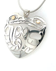 Pendant - Gold & Silver - Heart Shape - Wolf & Eagle