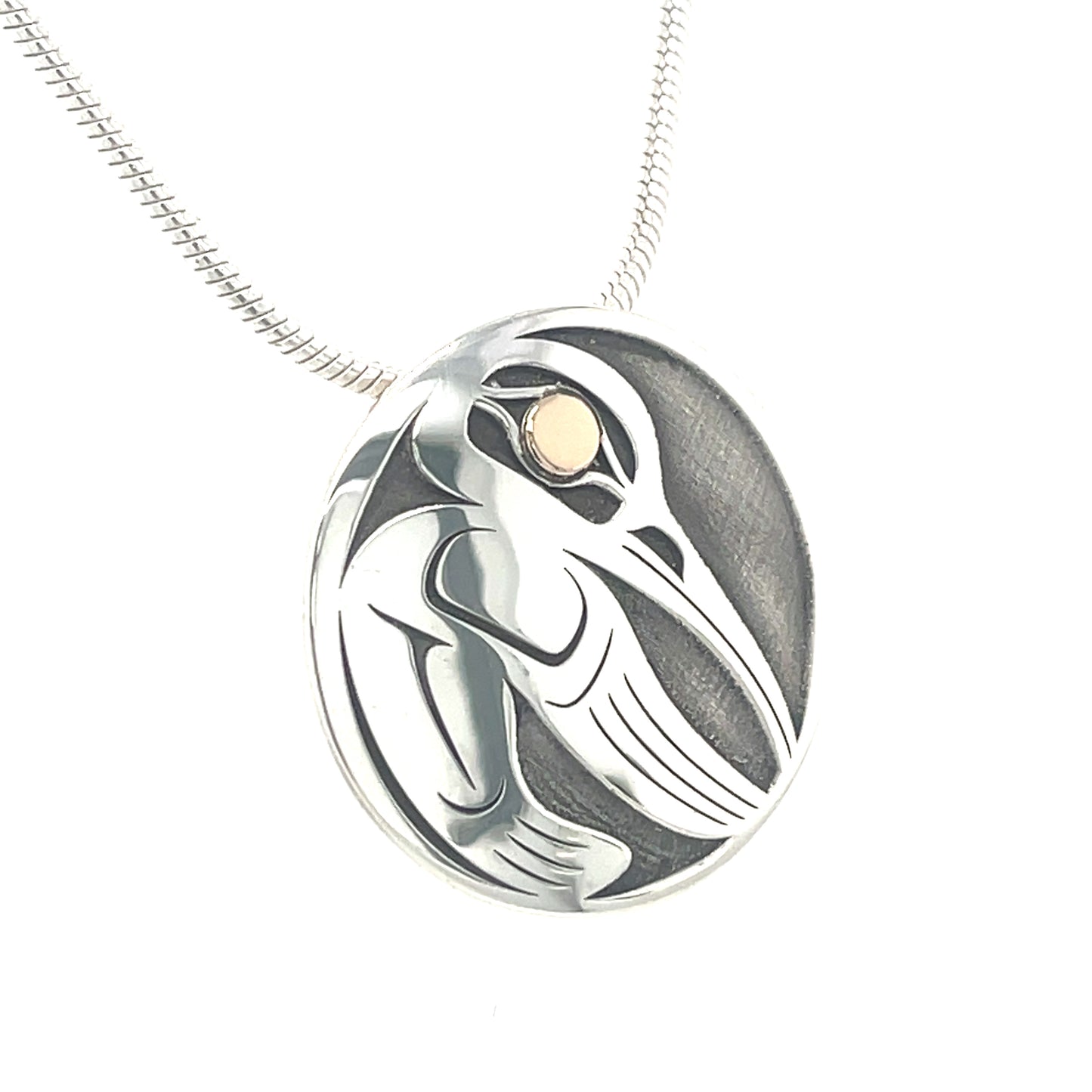 Pendant - Gold & Silver - Round - Hummingbird