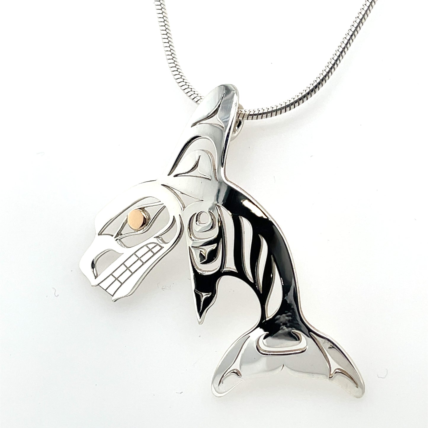 Pendant - Gold & Silver - Cutout - Single Finned Orca