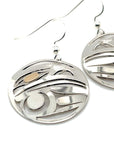 Earrings - Gold & Silver - Round - Raven