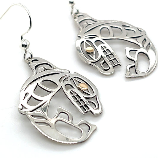 Earrings - Gold & Silver - Cutout - Orca