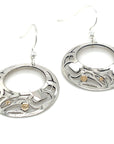 Earrings - Gold & Silver - Round - Raven - Offset
