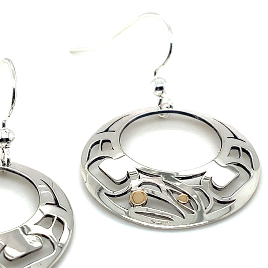 Earrings - Gold & Silver - Round - Raven - Offset