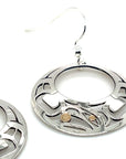 Earrings - Gold & Silver - Round - Raven - Offset