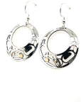 Earrings - Gold & Silver - Round - Raven - Offset