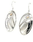 Earrings - Gold & Silver - Oval - Hummingbird