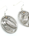 Earrings - Gold & Silver - Oval - Hummingbird
