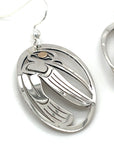 Earrings - Gold & Silver - Oval - Hummingbird
