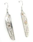 Earrings - Gold & Silver - Feather - Raven