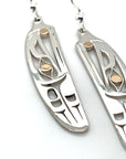 Earrings - Gold & Silver - Feather - Raven