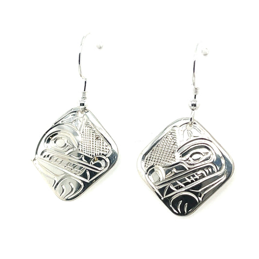 Earrings - Sterling Silver - Diamond - Wolf