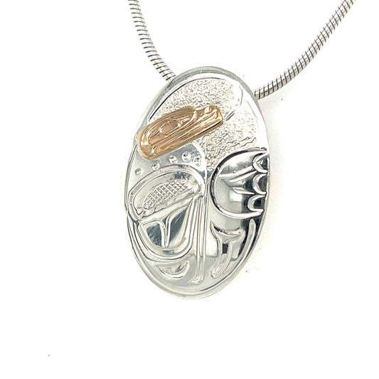 Pendant - Gold & Silver - Oval - Frog
