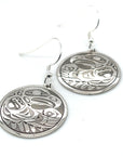 Earrings - Sterling Silver - Round - Eagle