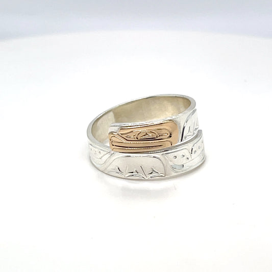 Ring - Gold and Silver - 3/16" - Wrap - Frog - Size 8