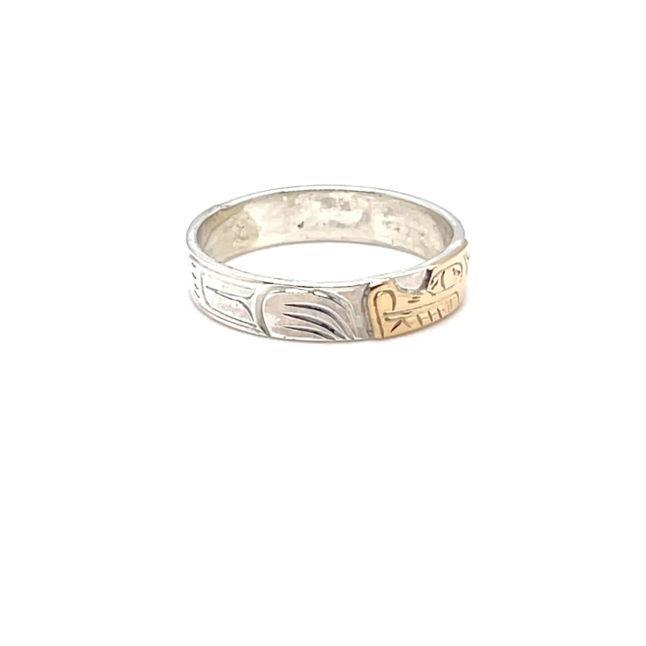Ring - Gold and Silver - 3/16" - Wolf - Size 9.25