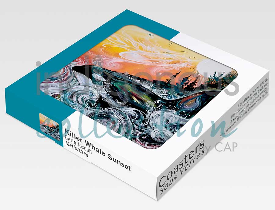 Coasters - Cork - Set of 4 - Killer Whale Sunset
