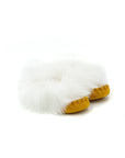Moccasins - *Infant - Tan Suede - White Rabbit Fur