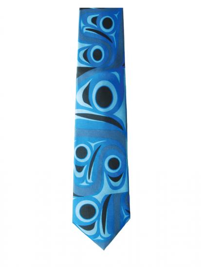 Tie - Silk - Salmon - Blue & Black
