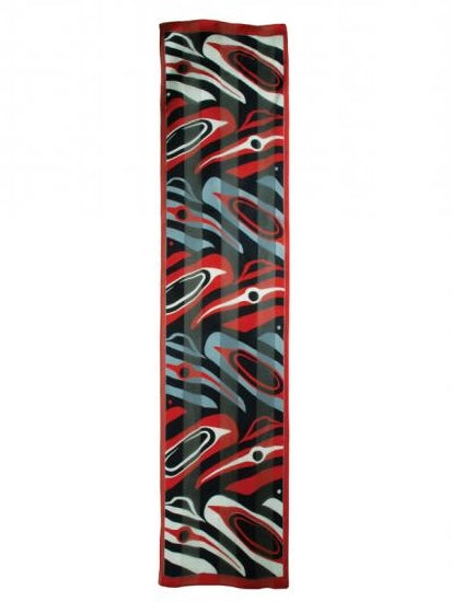 Scarf - Silk - Raven - Red Black Grey
