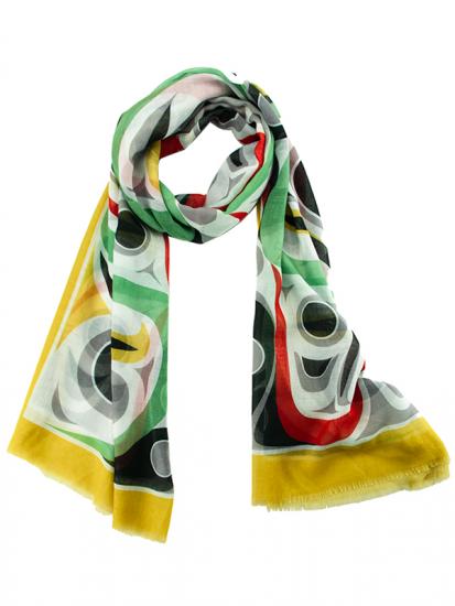 Shawl - Poly Woven - Salmon - Gold