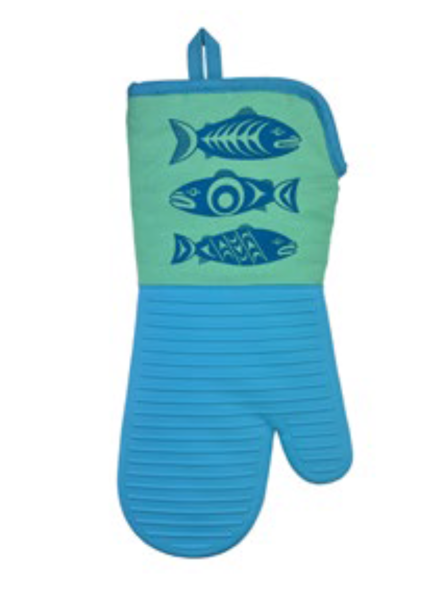 Silicone Oven Mitt - Salmon in the Wild