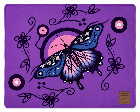 Blanket - Fleece - Sherpa - Grandmother Butterfly