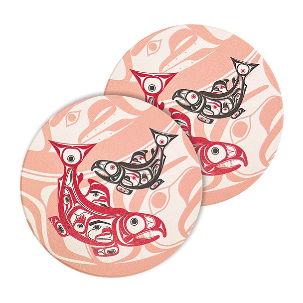 Coasters - Ceramic - Set of 2 - Salmon