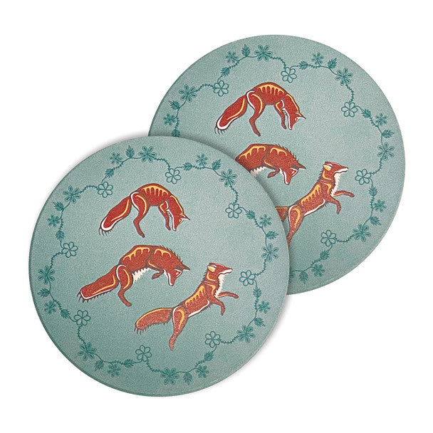 Coasters - Ceramic - Set of 2 - Foxes (Wagooshna)