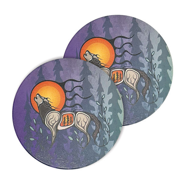 Coasters - Ceramic - Set of 2 - Wolf (Ma’iingan)