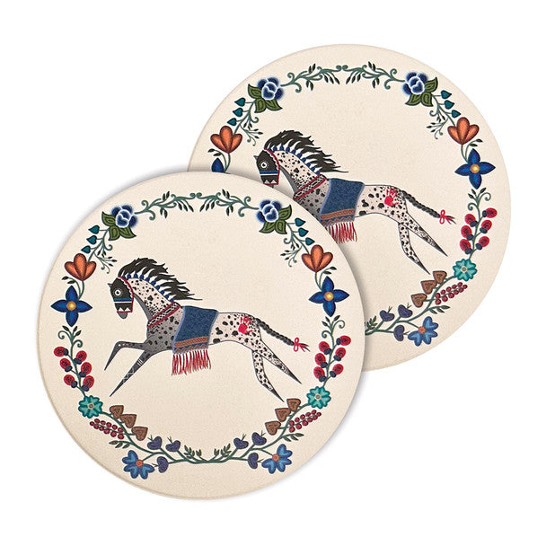 Coasters - Ceramic - Set of 2 - Horse (Gidagiza Mishtadim)